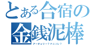 とある合宿の金銭泥棒（アーチェリー？ナニソレ？）