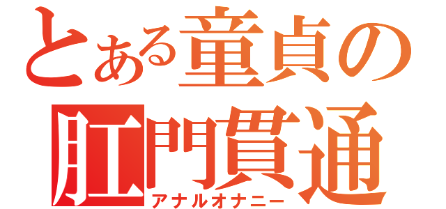 とある童貞の肛門貫通（アナルオナニー）