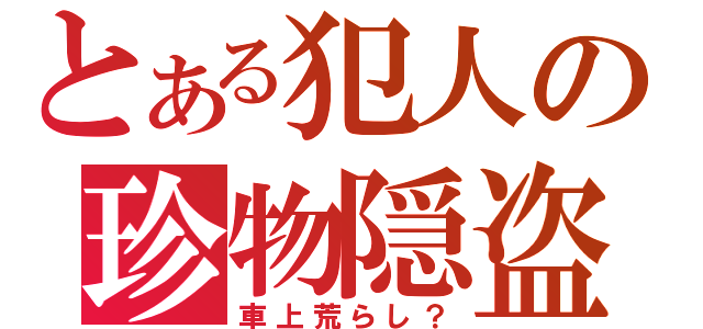 とある犯人の珍物隠盗（車上荒らし？）