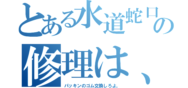 とある水道蛇口の修理は、（パッキンのゴム交換しろよ。）