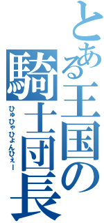 とある王国の騎士団長（ひゅひゃひょんひぇー）