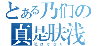 とある乃们の真是肤浅（浅はがなり）