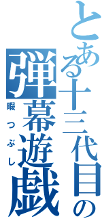 とある十三代目の弾幕遊戯（暇つぶし）