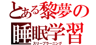 とある黎夢の睡眠学習（スリープラーニング）