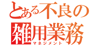 とある不良の雑用業務（マネジメント）