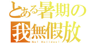 とある暑期の我無假放（Ｎｏ！ Ｈｏｌｉｄａｙ！）