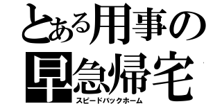 とある用事の早急帰宅（スピードバックホーム）