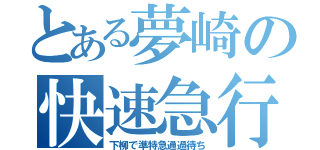 とある夢崎の快速急行（下柳で準特急通過待ち）