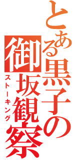 とある黒子の御坂観察（ストーキング）