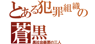 とある犯罪組織の蒼黒（黒社会最悪の三人）