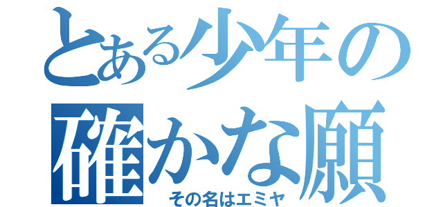 とある少年の確かな願い（ その名はエミヤ）