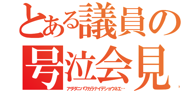 とある議員の号泣会見（アダダニハワカラナイデショウネエ…）