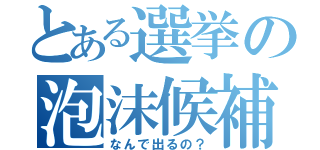 とある選挙の泡沫候補（なんで出るの？）