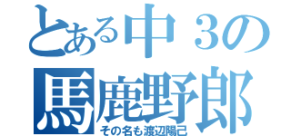 とある中３の馬鹿野郎（その名も渡辺陽己）