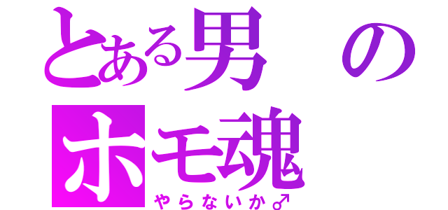 とある男のホモ魂（やらないか♂）