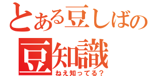 とある豆しばの豆知識（ねえ知ってる？）