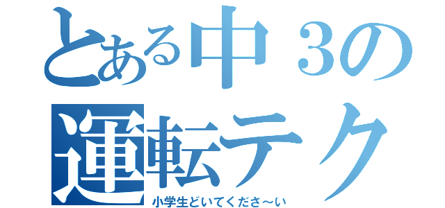 とある中３の運転テク（小学生どいてくださ～い）