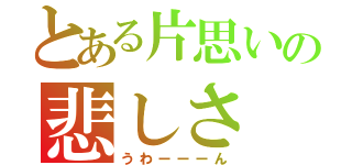 とある片思いの悲しさ（うわーーーん）