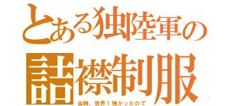 とある独陸軍の詰襟制服（当時、世界１強かったので）