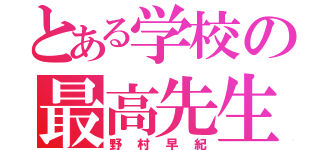 とある学校の最高先生（野村早紀）