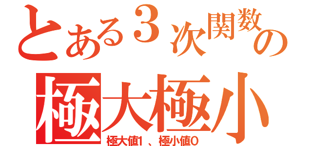 とある３次関数の極大極小（極大値１、極小値０）