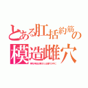 とある肛括約筋の模造雌穴（棒先神経は栗または雌穴の中に）