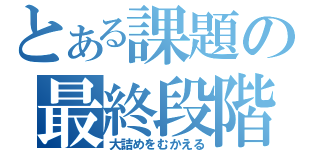 とある課題の最終段階（大詰めをむかえる）