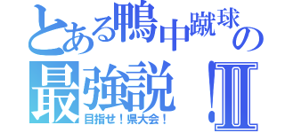 とある鴨中蹴球の最強説！Ⅱ（目指せ！県大会！）