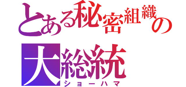 とある秘密組織の大総統（ショーハマ）