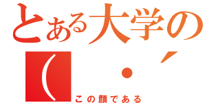 とある大学の（ ・´ー・｀）（この顔である）