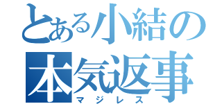 とある小結の本気返事（マジレス）