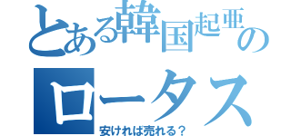 とある韓国起亜のロータス（安ければ売れる？）