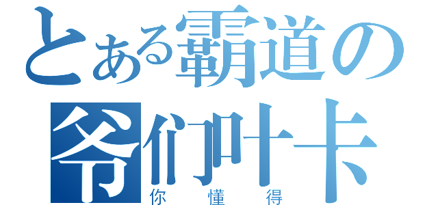 とある霸道の爷们叶卡（你懂得）