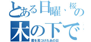 とある日曜、桜の木の下で（君を見つけたあの日）