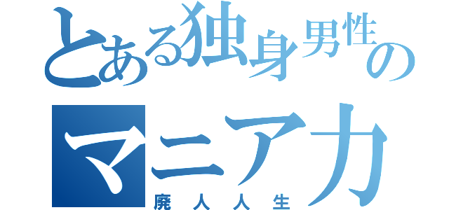 とある独身男性のマニア力（廃人人生）