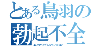 とある鳥羽の勃起不全（エレクタイルディスファンクション）