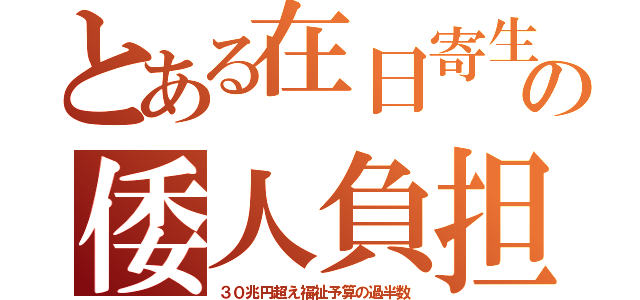 とある在日寄生の倭人負担（３０兆円超え福祉予算の過半数）