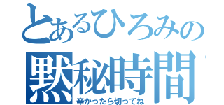 とあるひろみの黙秘時間（辛かったら切ってね）