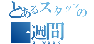 とあるスタッフの一週間（ａ ｗｅｅｋ）