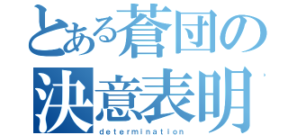 とある蒼団の決意表明（ｄｅｔｅｒｍｉｎａｔｉｏｎ）