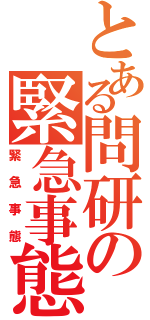 とある問研の緊急事態（緊急事態）