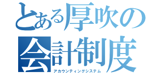 とある厚吹の会計制度（アカウンティングシステム）