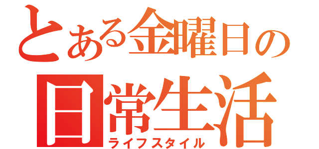 とある金曜日の日常生活（ライフスタイル）