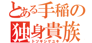 とある手稲の独身貴族（トツギシゲユキ）