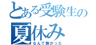 とある受験生の夏休み（なんて無かった）