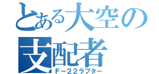 とある大空の支配者（Ｆ－２２ラプター）