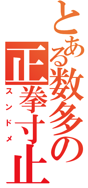 とある数多の正拳寸止（スンドメ）