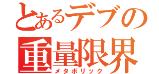 とあるデブの重量限界（メタボリック）