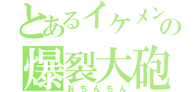 とあるイケメンの爆裂大砲（おちんちん）