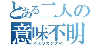 とある二人の意味不明（イミワカンナイ）